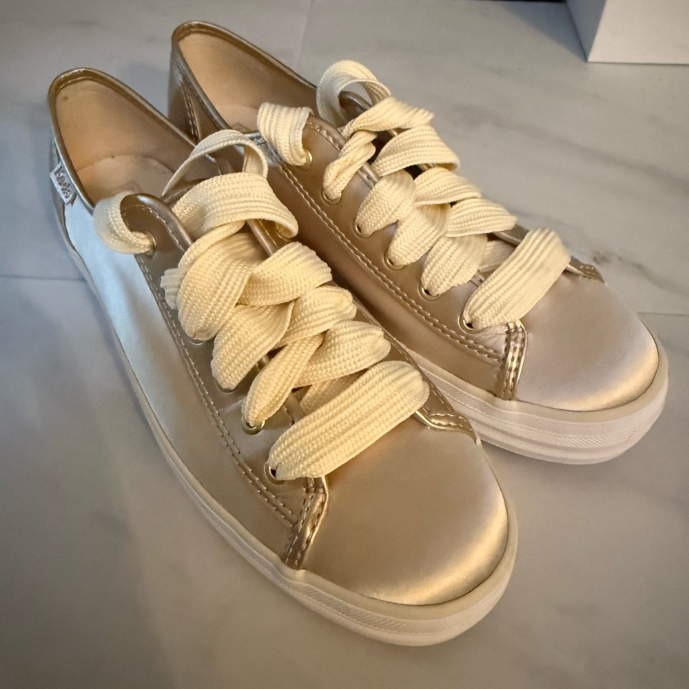 Keds Metallic Gold Sneakers with Cream Laces